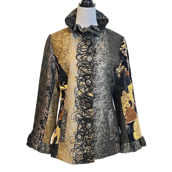 Lindi Jackets & Blazers - Silk Blend Boho Patchwork Jacket M Hippie Winter Fall Multicolor Witchy Grunge